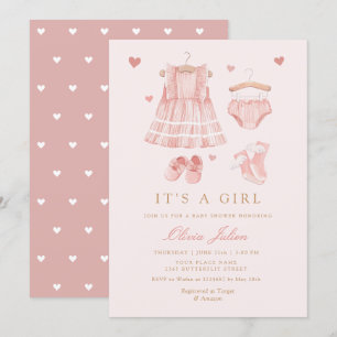 Invitation Chic Aquarelle Cute Boho Vêtements Fille Baby show