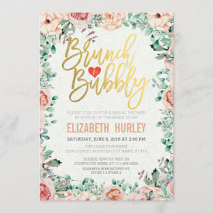 Invitation Chic Aquarelle Floral Brunch Fête des mariées Bubb