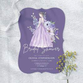 Invitation Chic Aquarelle violet Fête des mariées de script