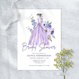 Invitation Chic Aquarelle violet Fête des mariées de script