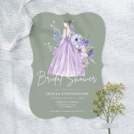 Invitation Chic Aquarelle violet Fête des mariées de script