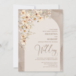 Invitation Chic arc neutre fleur sauvage ivoire brun mariage