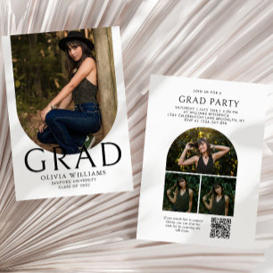 Invitation Chic Arch Photo Collage QR Code Graduation Party