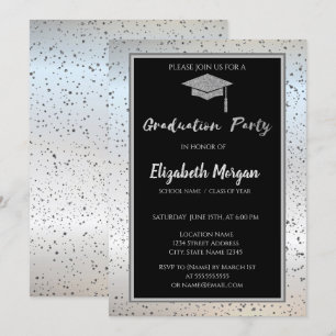 Invitation Chic Argent Parties scintillant Graduation Cap, Co