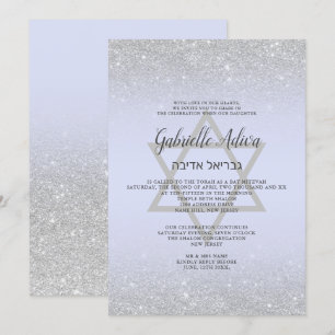 Invitation Chic argent parties scintillant script lavande Bat
