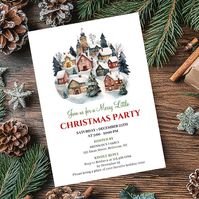 Invitation Chic artistic Christmas scene festive celebration  (Chic artistic Christmas scene festive celebration card)