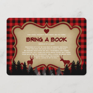 Invitation Chic Baby shower Plaid bûcheron Apporter un livre