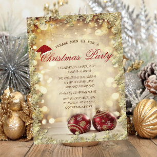 Invitation Chic Balle de Noël Rouge, Étoiles Compagnie de Noë