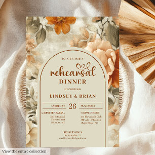 Invitation Chic Beige Olive Floral Rouillé Répétition Invitat