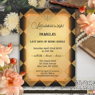 Invitation Chic Black and Gold Bachelorette Party