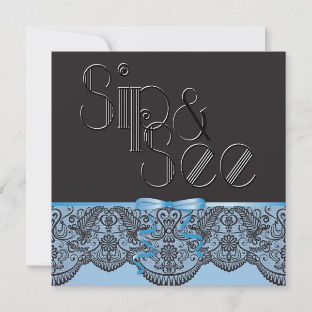 Invitation Chic Black Lace et Blue Sip et voir (Devant)