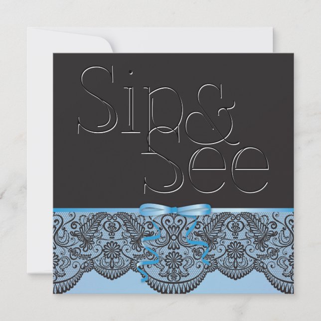 Invitation Chic Black Lace et Blue Sip et voir 2 (Devant)