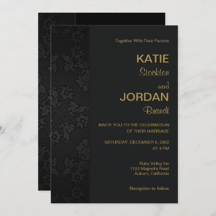 Invitation Chic Black Mariage damassé