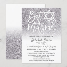 Invitation Chic blanc argent Faux Parties scintillant Ombre B