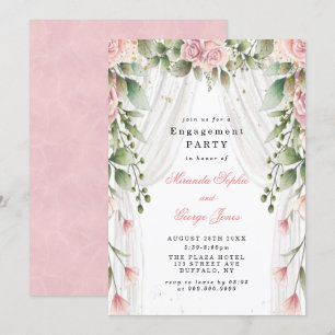 Invitation Chic blanc Canopée rose Floral