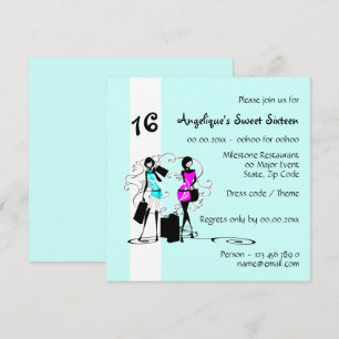 Invitation Chic bleu du mannequin   de sweet sixteen de