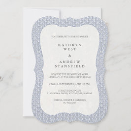 Invitation Chic bleu violet japonais Seigaiha Waves Mariage