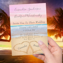 Chic Blush Pink Beach Mariage 2 Coeurs dans le sab