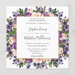 Invitation Chic Blush Plum Lavender Purple FlorMariage