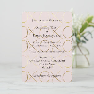 Invitation Chic Blush Rose or blanc XOXO Mariage d'amour
