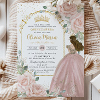 Chic Blush Rose Roses Floral Princess Quinceañera