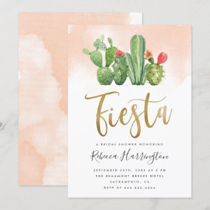 Invitation Chic Blush Watercolor Cactus Fiesta Fête des marié
