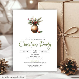 Invitation Chic Bohème Neutre Botanique Fête de Noël  