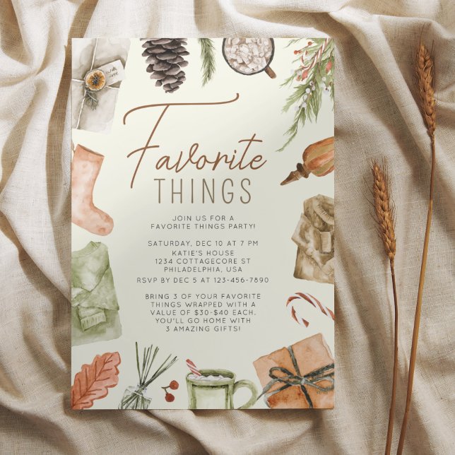 Invitation Chic Boho Cosy Holiday Favori Things Party (Créateur téléchargé)