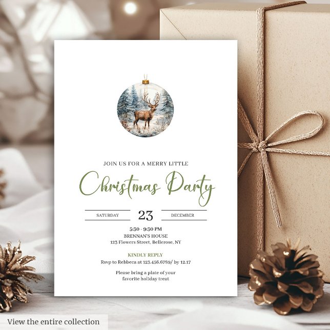 Invitation Chic Boho Cozy Winter Scene Deer Christmas (Chic Boho Cozy Winter Scene Deer Christmas Invitation)