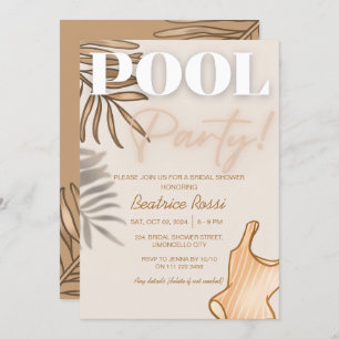 Invitation Chic Boho Fête des mariées Beige Pool Party