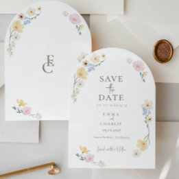 Invitation Chic Boho Fleurs Sauvages Mariage Enregistrer la D