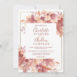 Invitation Chic boho mariage d'aquarelle fleurie en terre cui