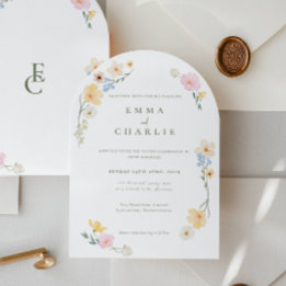 Invitation Chic Boho Pastel Fleurs sauvages Printemps Mariage