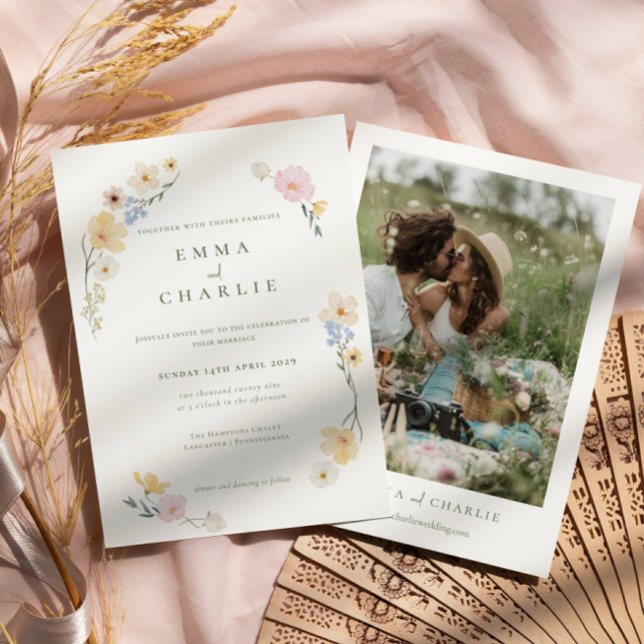 Invitation Chic Boho Pastel floral Mariage photo (Créateur téléchargé)