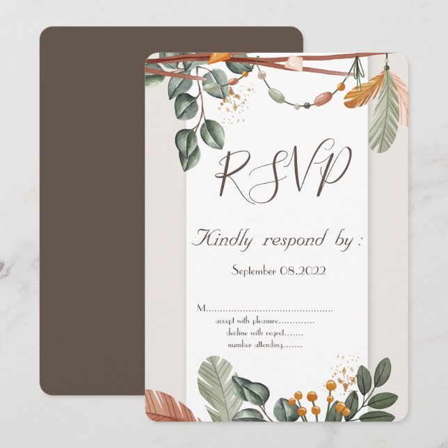Invitation chic boho RSVP (Devant / Derrière)
