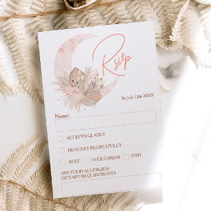 Invitation Chic boho rustique pampas lune florale rsvp