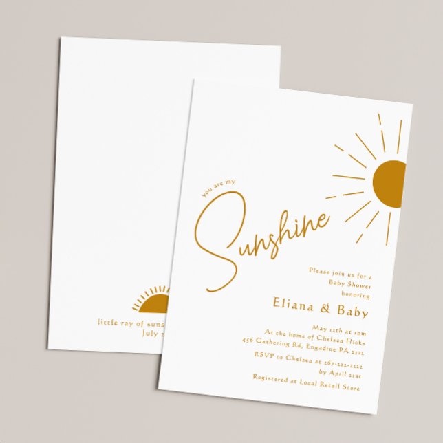 Invitation Chic Boho You Are My Sunshine Baby shower (Créateur téléchargé)