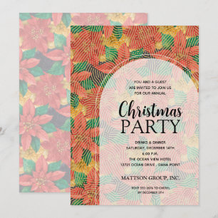Invitation Chic Bold Poinsettias Noël Party