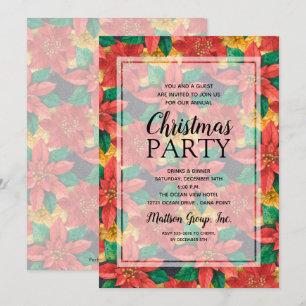 Invitation Chic Bold Poinsettias Noël Party
