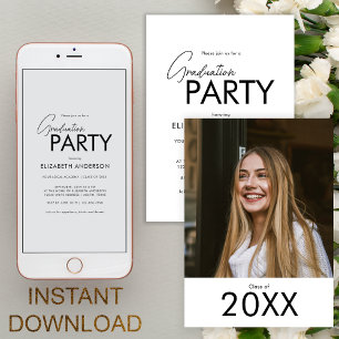 Invitation Chic Bold Typographie Photo Graduation Party
