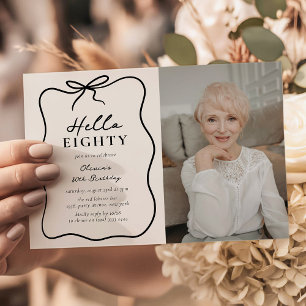 Invitation Chic Bonjour Quatre-Vingts' Photo Fête d'anniversa
