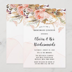 Invitation Chic Botanical Peony Butterfly Bridesmaids Déjeune