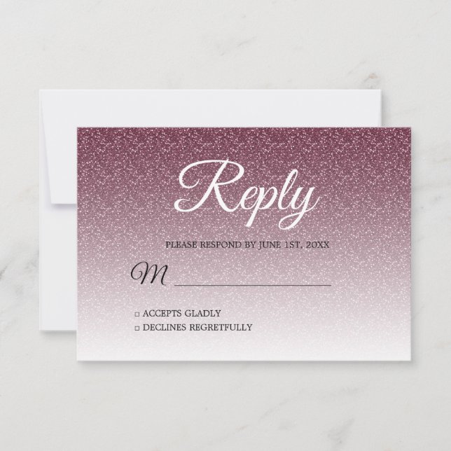 Invitation Chic Bourgogne Parties scintillant Ombre RSVP (Devant)