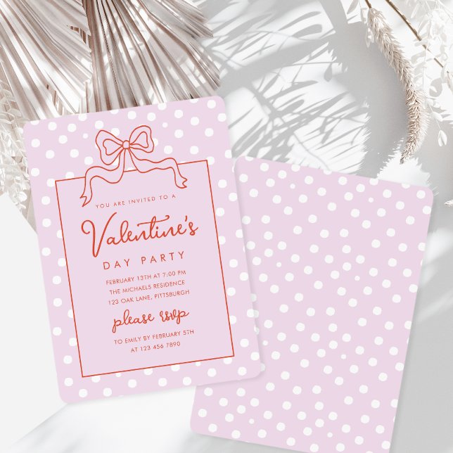 Invitation Chic Bow Polka Dot Saint Valentin (Créateur téléchargé)