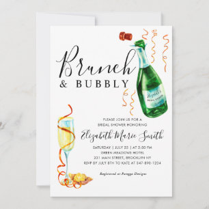 Invitation Chic Brunch et Fête des mariées de bouteille de ve