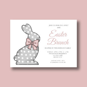 Invitation Chic Bunny rose Brunch de Pâques