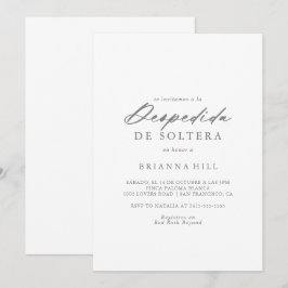 Invitation Chic Calligraphie Argent Fête des mariées espagnol