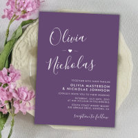 Chic Calligraphie Monogramme violet QR Code Mariag