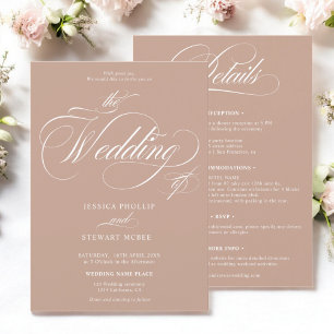 Invitation Chic caramel beige tout en un mariage de calligrap