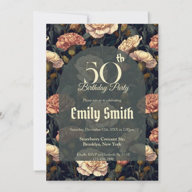Invitation Chic Carnation Themed Party (Devant)